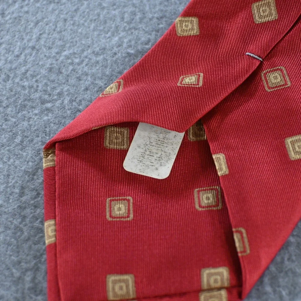 Granger Owings Mens‎ Royal Label Collection Geometric Silk Necktie OS Red Gold